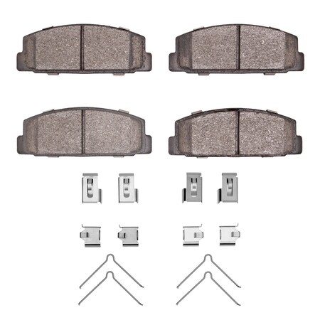 Dynamic Friction Co 5000 Advanced Brake Pads - Semi Metallic and Hardware Kit, Long Pad Wear, Rear 1551-0144-02